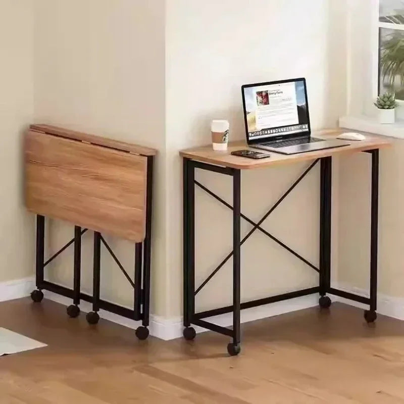 Home Foldable Table Small Portable Version No Installation Table Foldable and Movable Rectangular Space Saving Version