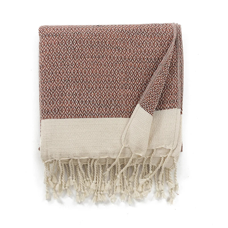125*180CM Turkish cotton Blanket with Decorative tassels suitable for Home Bedroom Bed Sofa Picnic Travel Cover Blanket Kid