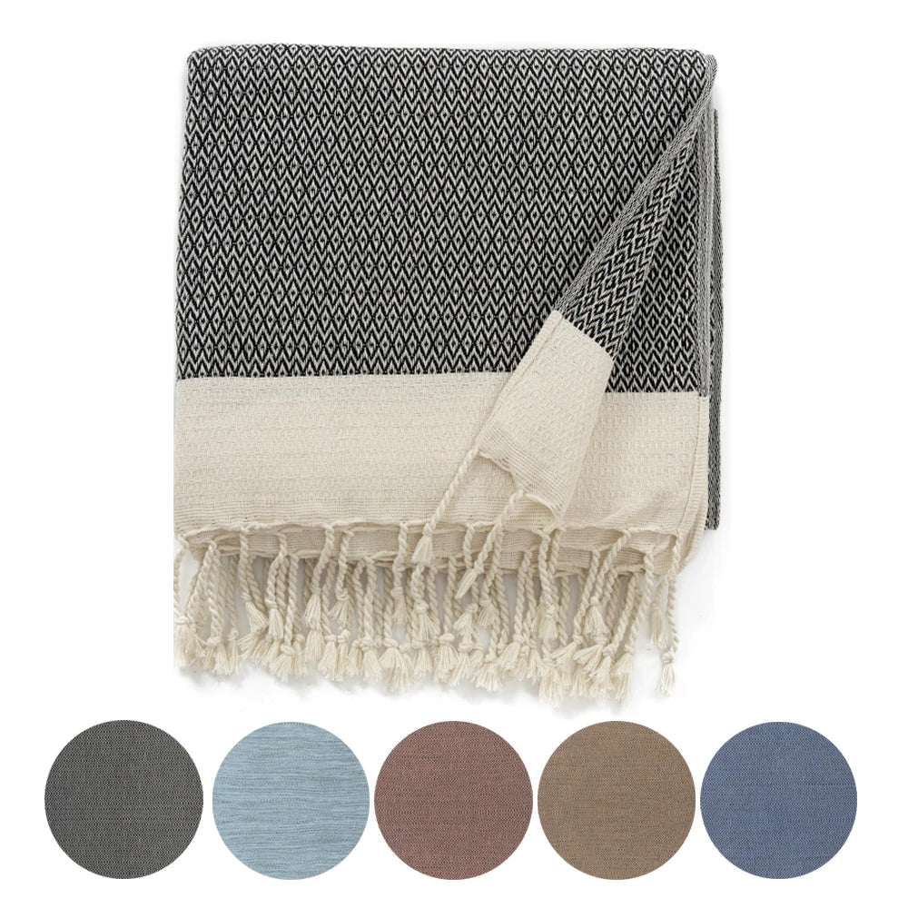 125*180CM Turkish cotton Blanket with Decorative tassels suitable for Home Bedroom Bed Sofa Picnic Travel Cover Blanket Kid