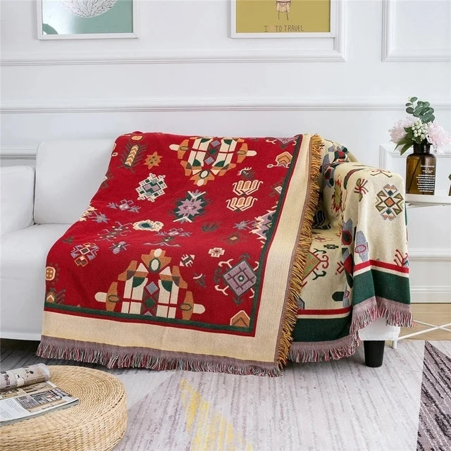 World map Cotton Bohemian Plaids Home Blanket Knitted Dustproof Sofa Cover Blanket Anti-Slip Decorative Blankets For Tea Table