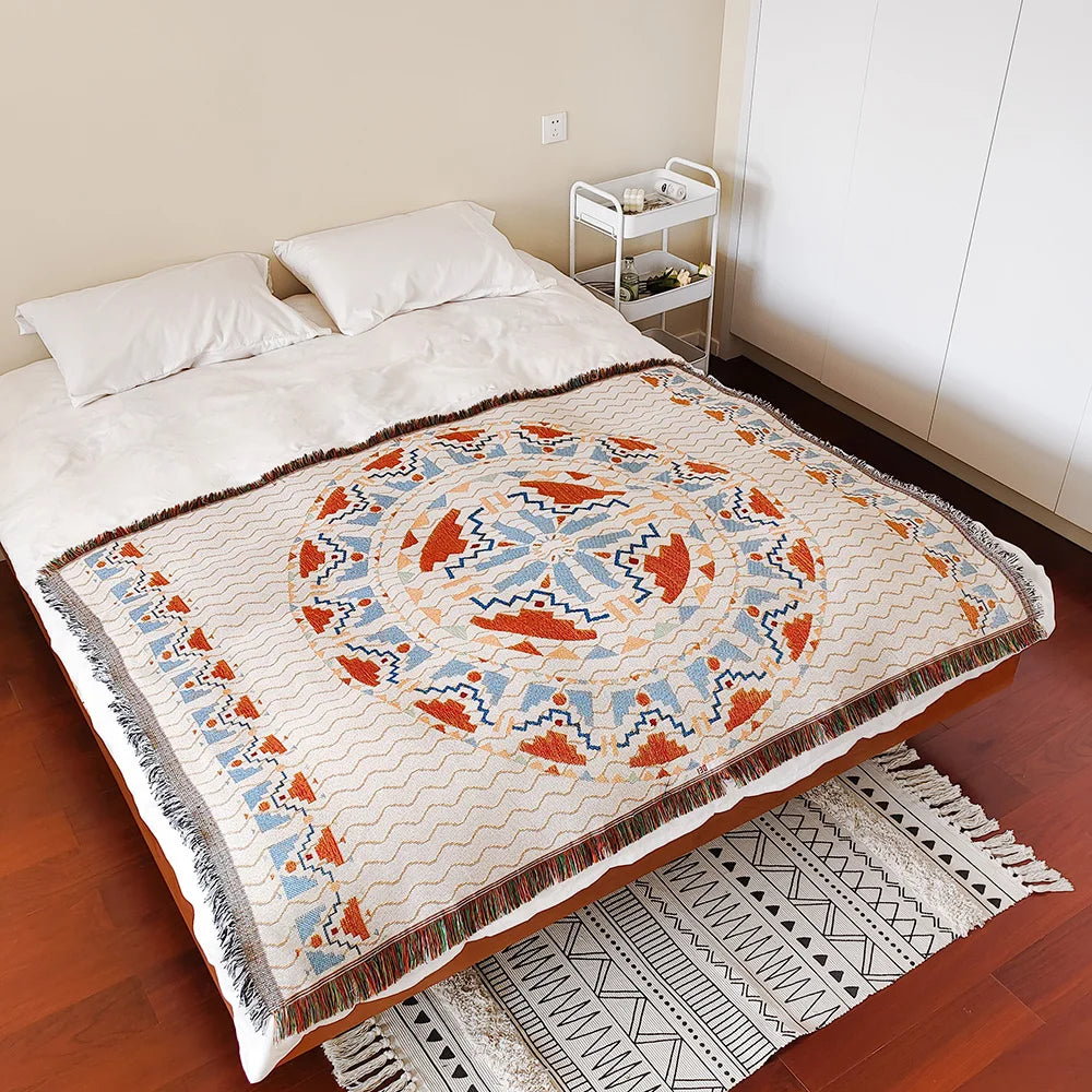 Bohemian Theme Throw Blanket for Home Decor and Outdoor Activities Bed Plaid Blankets & Throws Sofa Bedspread, Sofa cover