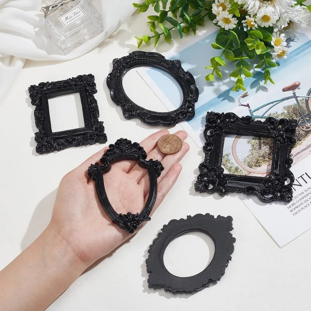 5 Pcs Resin Frame Gothic Photo Frame Black Antique Picture Frame Wall Gallery Picture Frame Home Photography Decoration