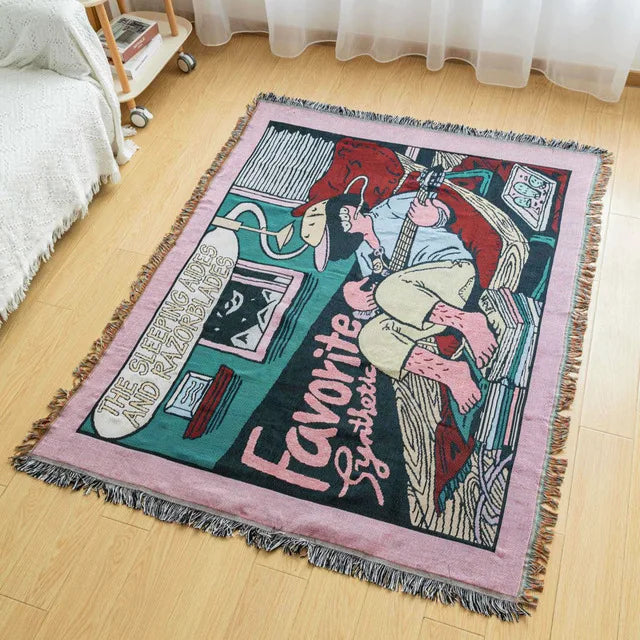 World map Cotton Bohemian Plaids Home Blanket Knitted Dustproof Sofa Cover Blanket Anti-Slip Decorative Blankets For Tea Table