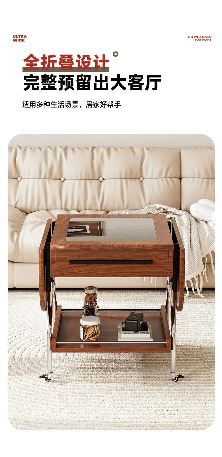 Living Room Coffee Tables Mobile Hotel Small Trolley Balcony Folding Side Table Auxiliary Lounge Center Furniture For Rooms