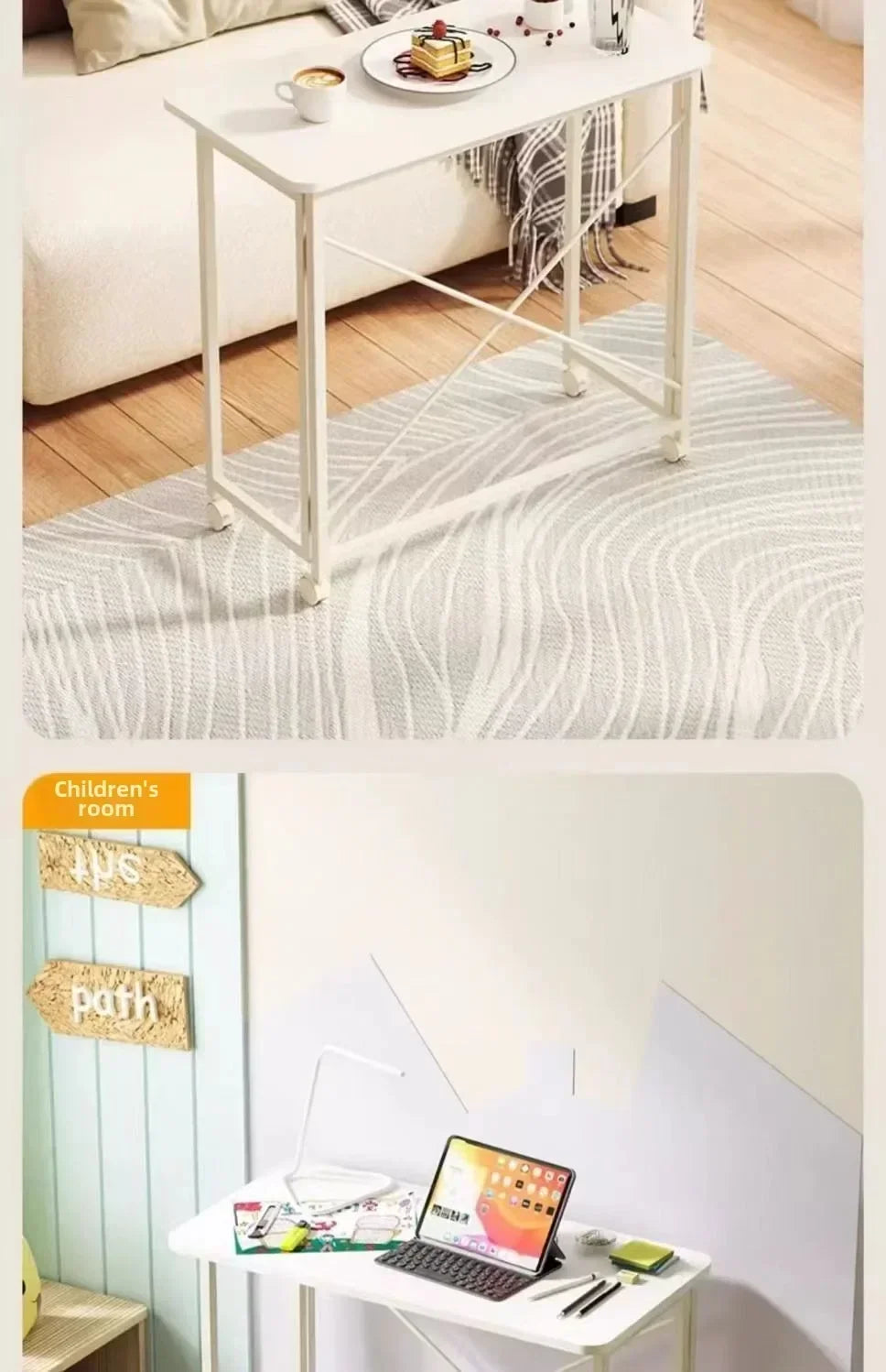 Home Foldable Table Small Portable Version No Installation Table Foldable and Movable Rectangular Space Saving Version