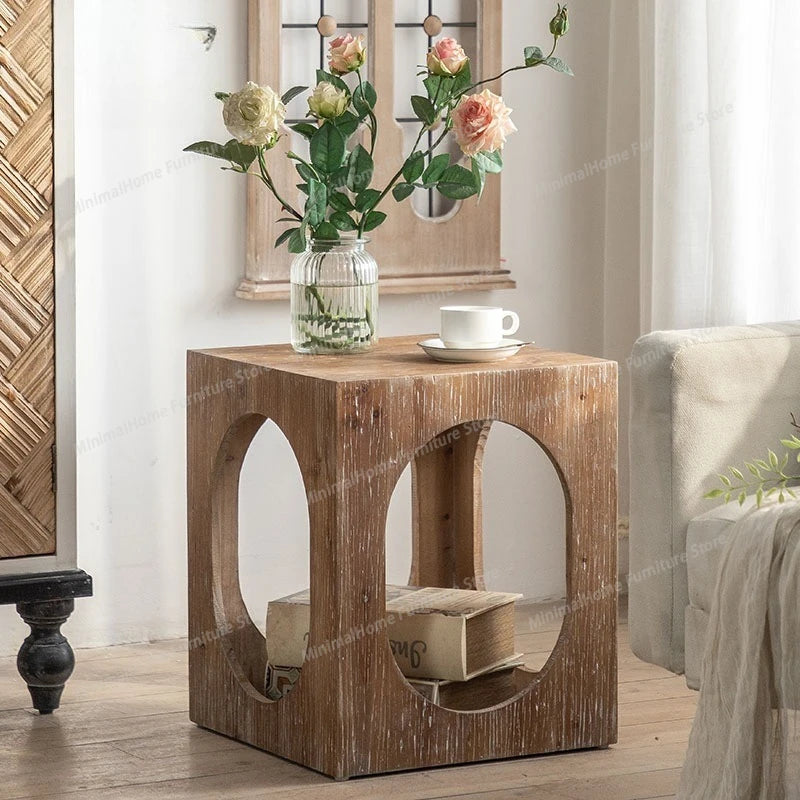 Homestay Living Room Coffee Tables Bedroom Retro Balcony Sofa Coffee Tables Cat Nest Elm Wood Furniture Cajonera MHCJ
