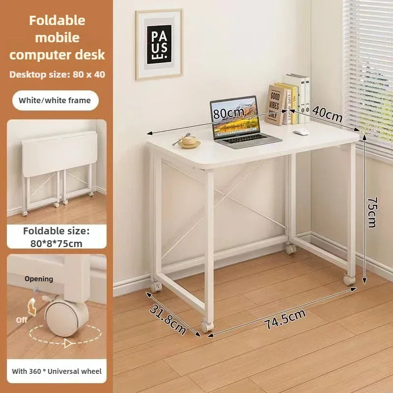 Home Foldable Table Small Portable Version No Installation Table Foldable and Movable Rectangular Space Saving Version