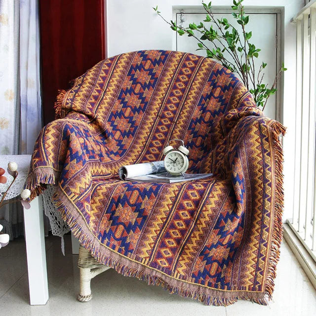 World map Cotton Bohemian Plaids Home Blanket Knitted Dustproof Sofa Cover Blanket Anti-Slip Decorative Blankets For Tea Table