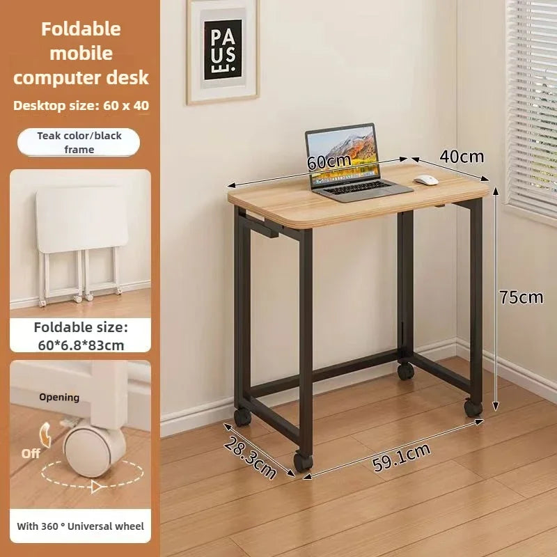 Home Foldable Table Small Portable Version No Installation Table Foldable and Movable Rectangular Space Saving Version