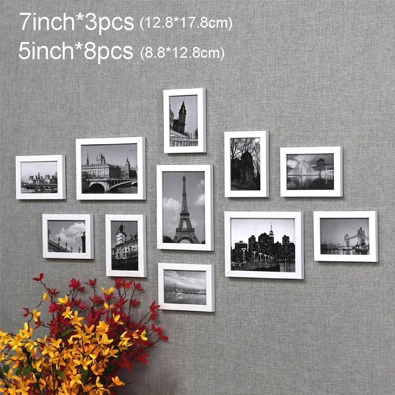 11Pcs Picture Frames Wall Photo Frame Architecture Picture Frame Set Modern Decor Living Room Home Decoration marcos de fotos