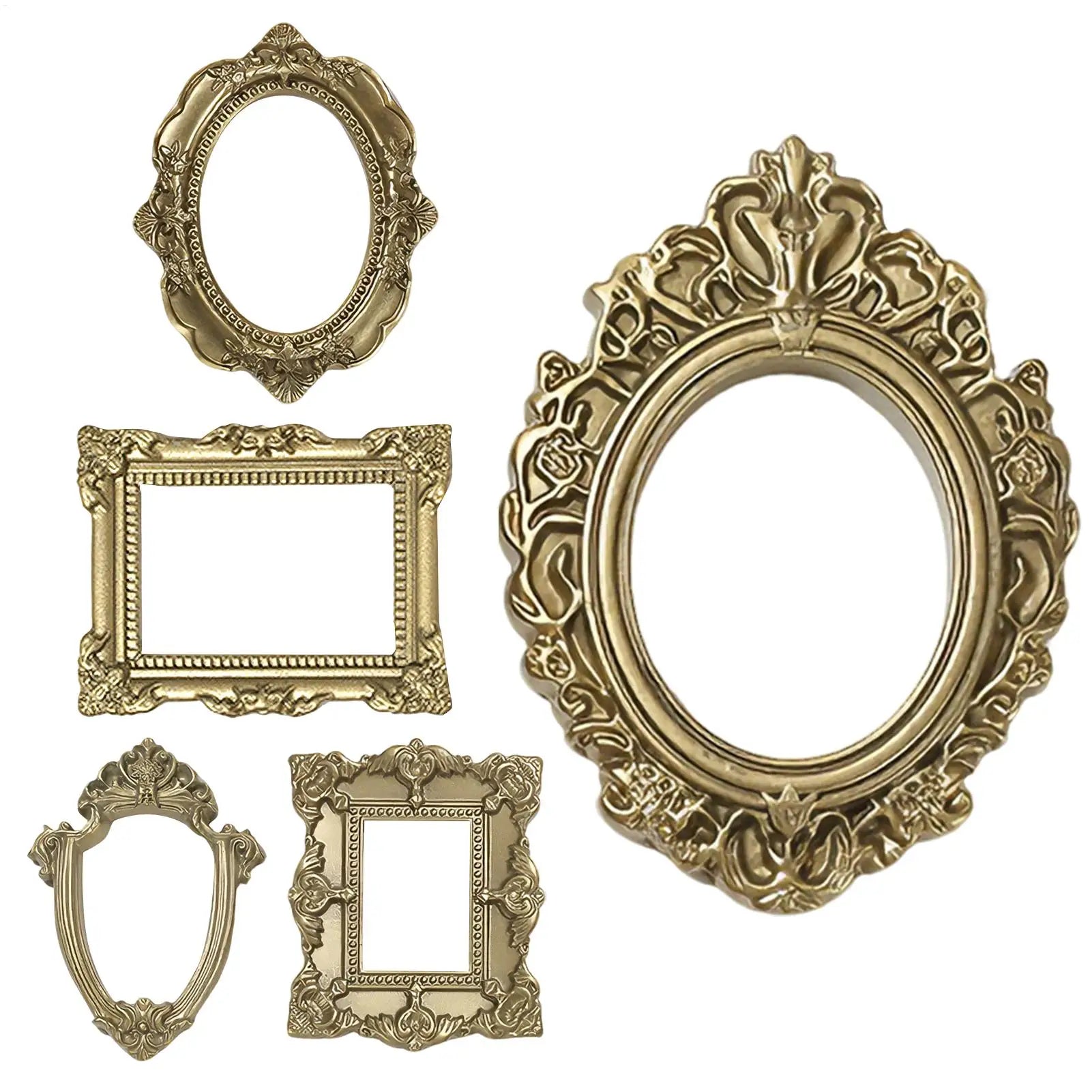 Vintage Mini Picture Frames Set of 5 Resin Wall Gallery Decor Small Photo Frames for Gallery Wall Collage Cafe Wall Decorations