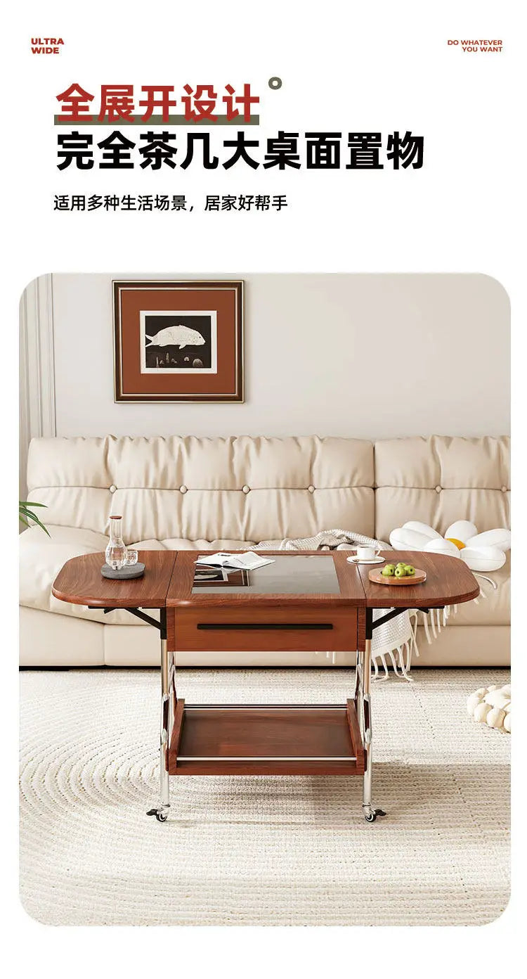 Living Room Coffee Tables Mobile Hotel Small Trolley Balcony Folding Side Table Auxiliary Lounge Center Furniture For Rooms
