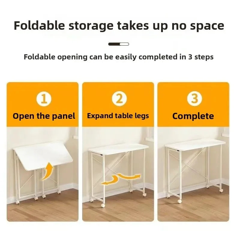 Home Foldable Table Small Portable Version No Installation Table Foldable and Movable Rectangular Space Saving Version