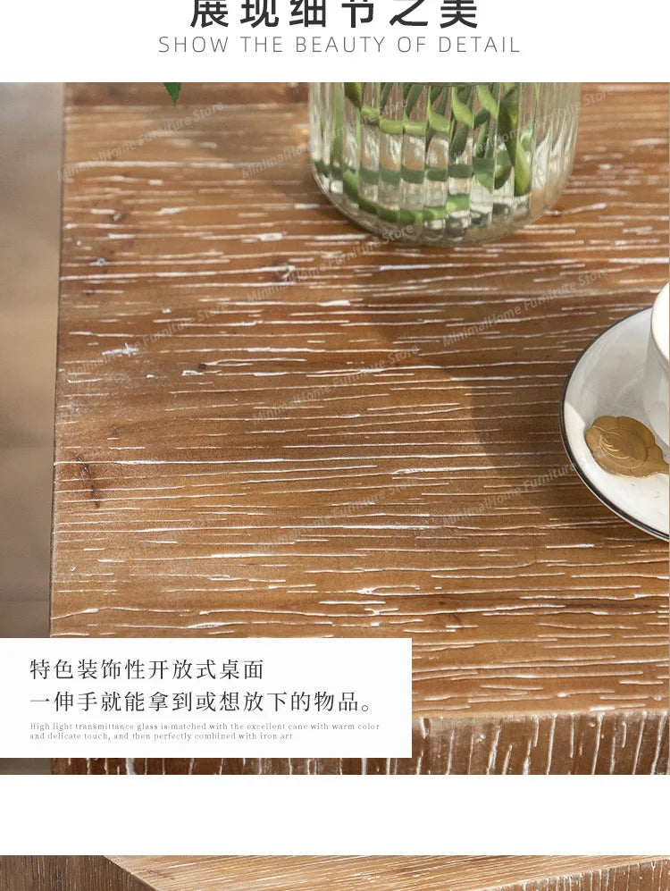 Homestay Living Room Coffee Tables Bedroom Retro Balcony Sofa Coffee Tables Cat Nest Elm Wood Furniture Cajonera MHCJ