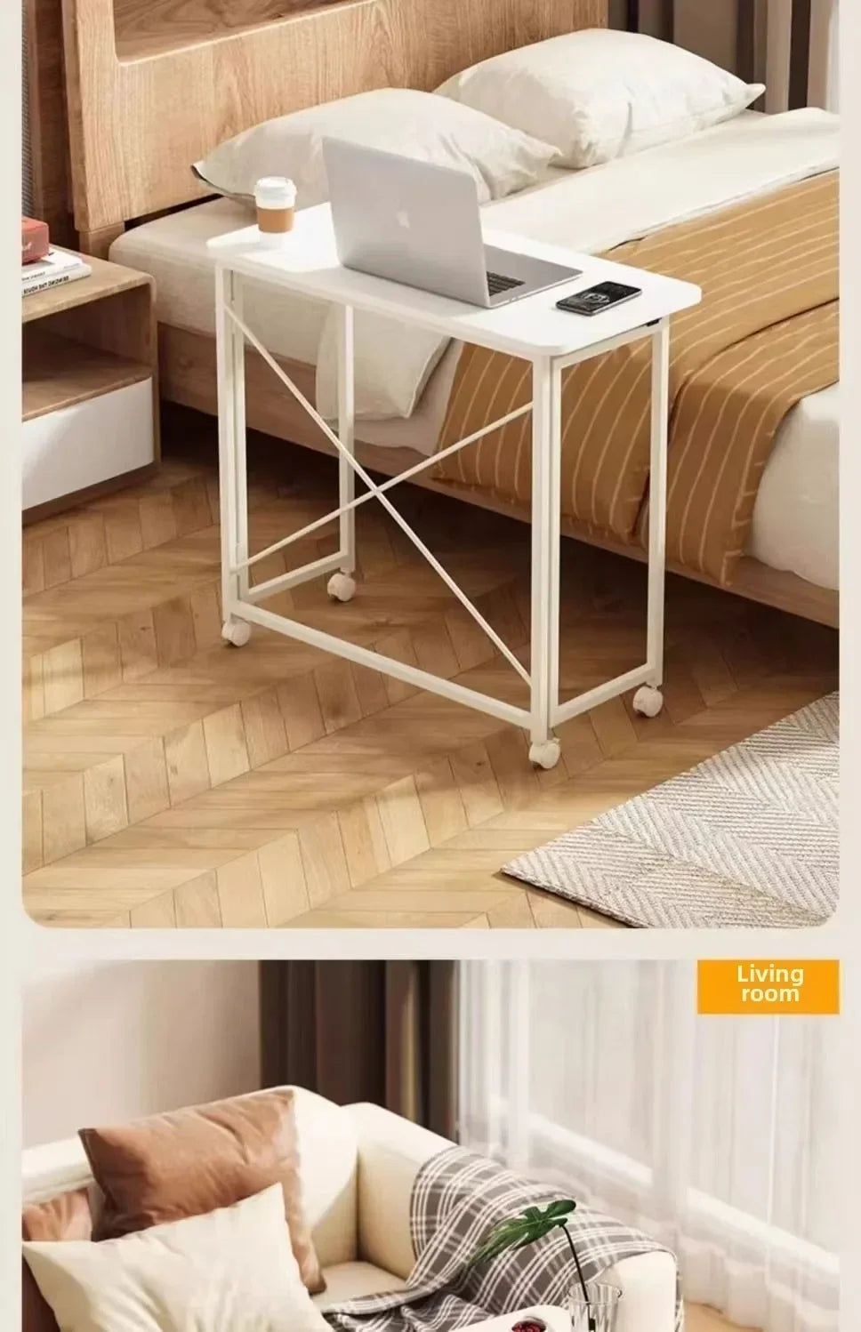 Home Foldable Table Small Portable Version No Installation Table Foldable and Movable Rectangular Space Saving Version