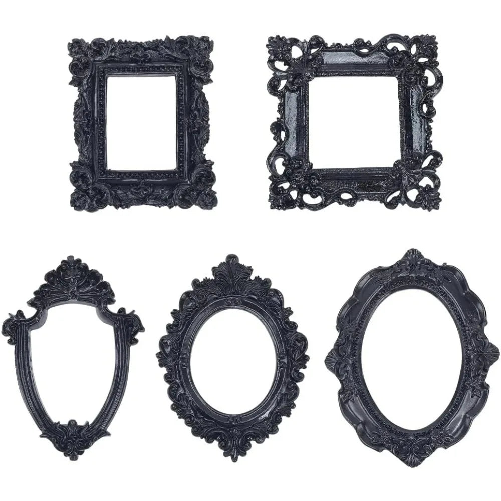 5 Pcs Resin Frame Gothic Photo Frame Black Antique Picture Frame Wall Gallery Picture Frame Home Photography Decoration