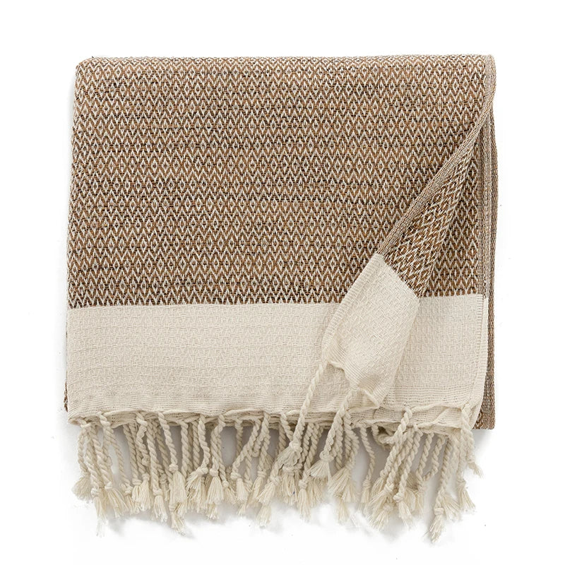 125*180CM Turkish cotton Blanket with Decorative tassels suitable for Home Bedroom Bed Sofa Picnic Travel Cover Blanket Kid