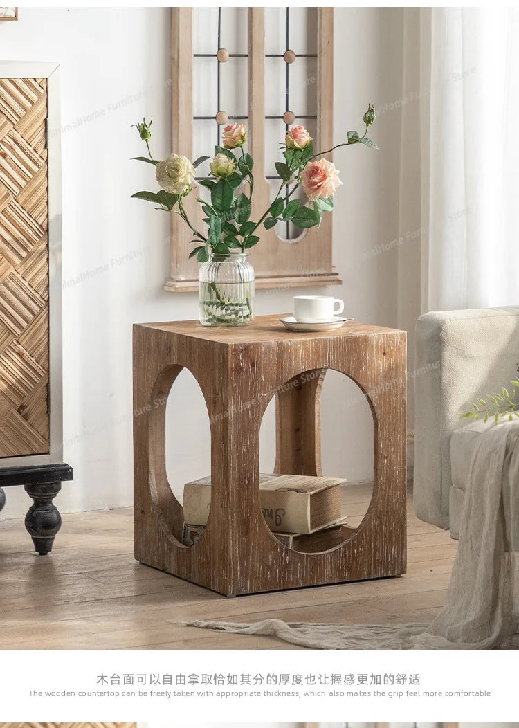 Homestay Living Room Coffee Tables Bedroom Retro Balcony Sofa Coffee Tables Cat Nest Elm Wood Furniture Cajonera MHCJ
