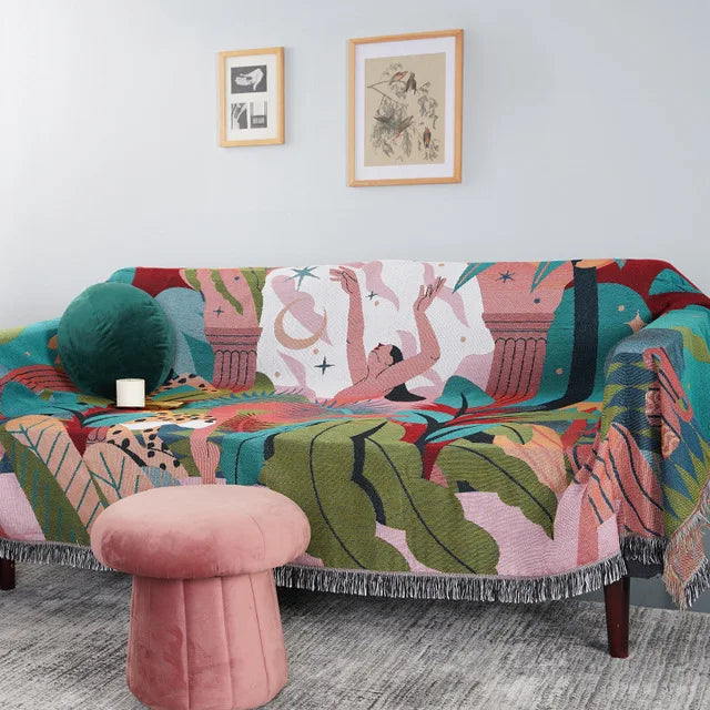 World map Cotton Bohemian Plaids Home Blanket Knitted Dustproof Sofa Cover Blanket Anti-Slip Decorative Blankets For Tea Table