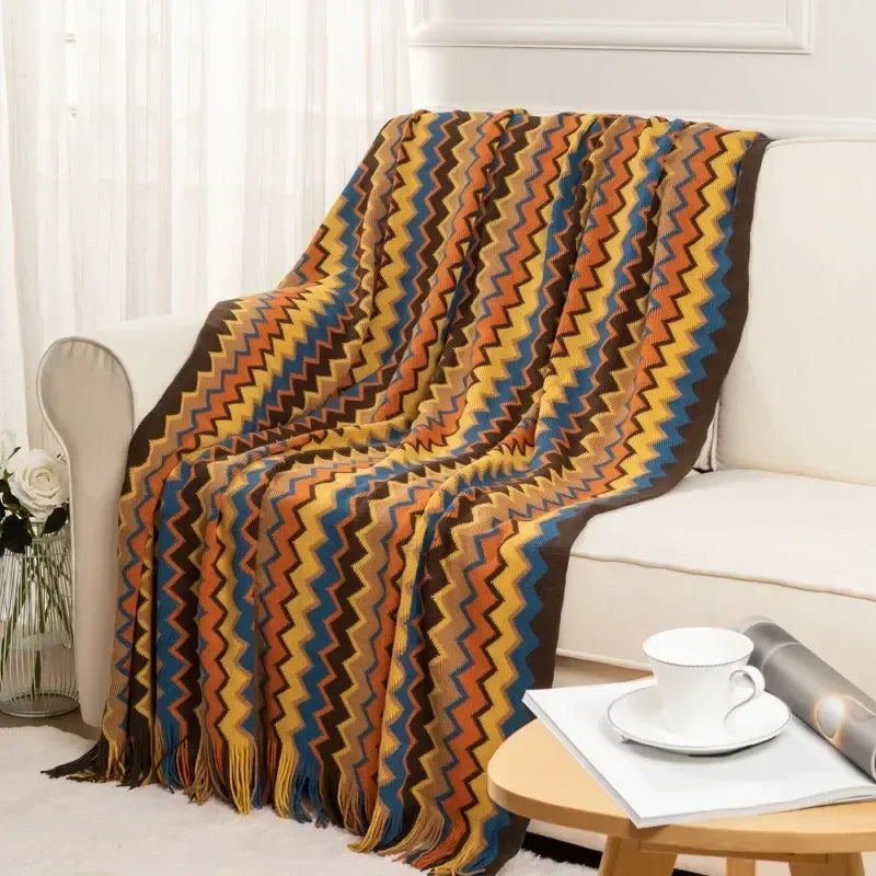 Bohemian Knitted Throw Blankets with Tassels Blankets for Bed Sofa Decorative Blanket Soft Warm Blanket Bedspread Home Decor