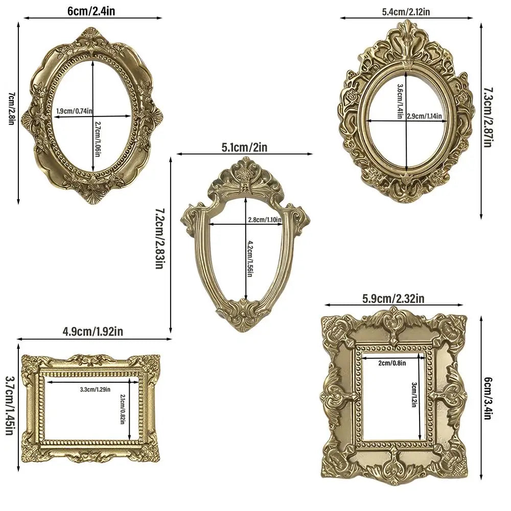 Vintage Mini Picture Frames Set of 5 Resin Wall Gallery Decor Small Photo Frames for Gallery Wall Collage Cafe Wall Decorations