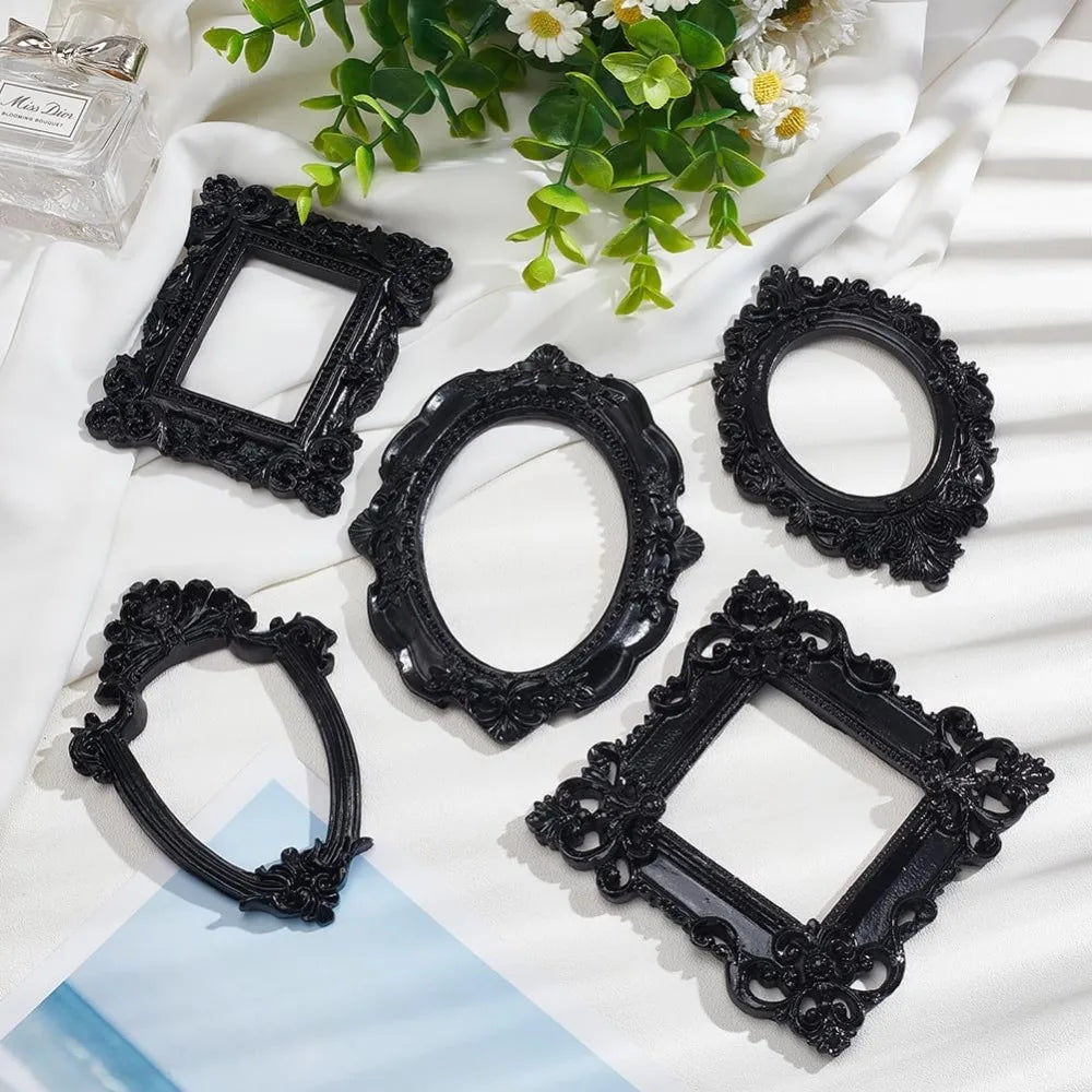 5 Pcs Resin Frame Gothic Photo Frame Black Antique Picture Frame Wall Gallery Picture Frame Home Photography Decoration