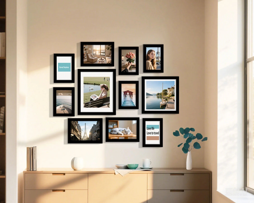 11-Pcs Multi-Size Photo Frame Set - Family Wall Decor & Gift with Layout Guide,Affordable Home Display Picture Frames For Wall