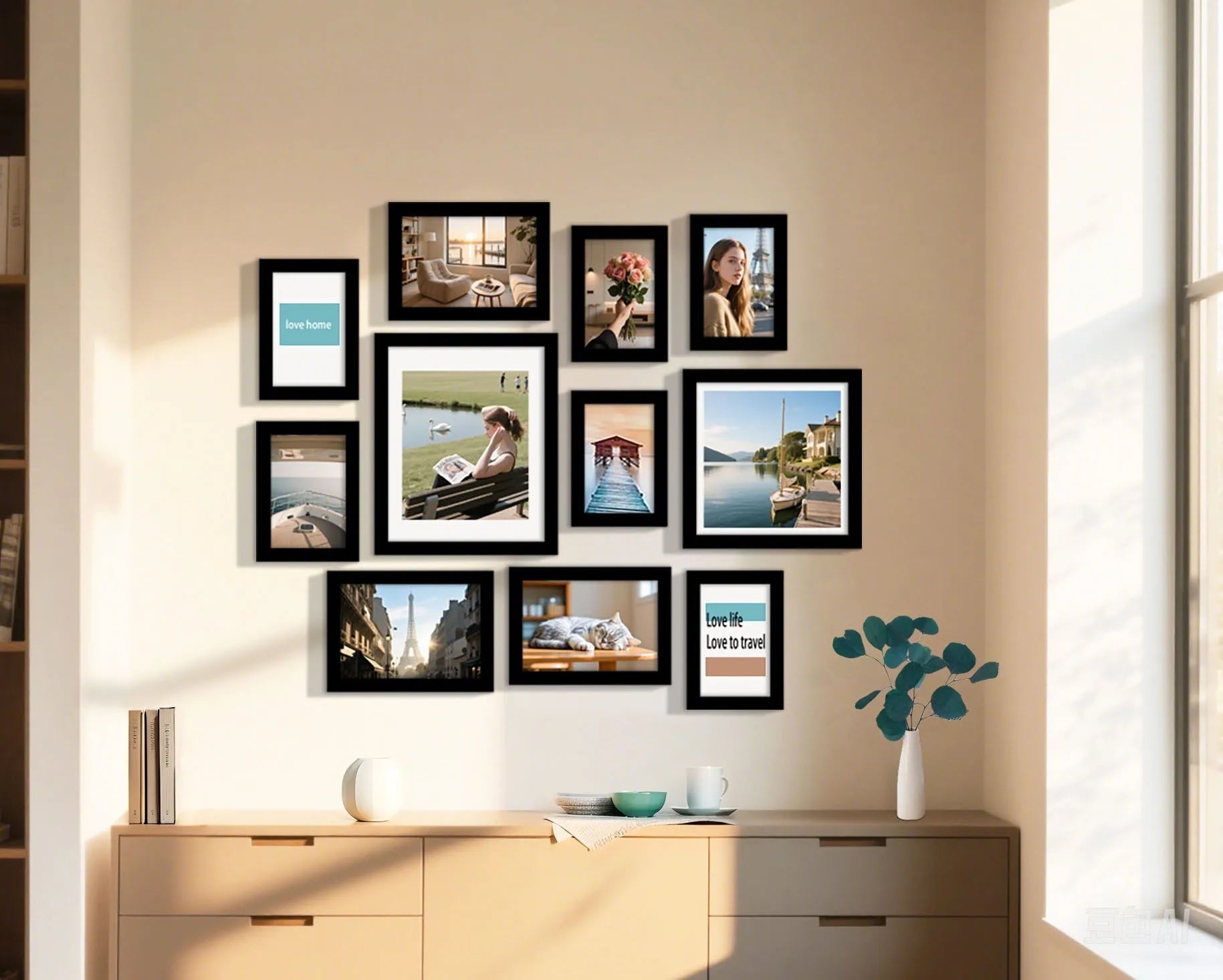 11-Pcs Multi-Size Photo Frame Set - Family Wall Decor & Gift with Layout Guide,Affordable Home Display Picture Frames For Wall