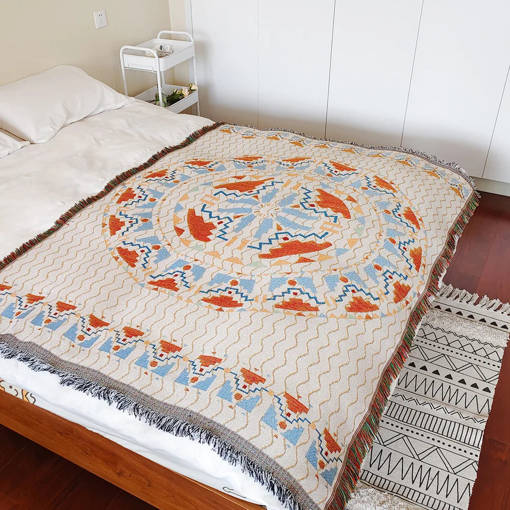 Bohemian Theme Throw Blanket for Home Decor and Outdoor Activities Bed Plaid Blankets & Throws Sofa Bedspread, Sofa cover