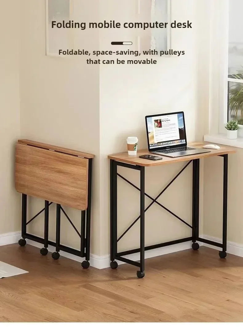 Home Foldable Table Small Portable Version No Installation Table Foldable and Movable Rectangular Space Saving Version