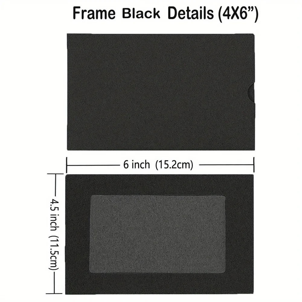 84 Pieces of Paper Photo Frames, Black Ultra-thin DIY Wall Hanging Picture Frame Album+rope+clip Set, DIY Wall Decoration
