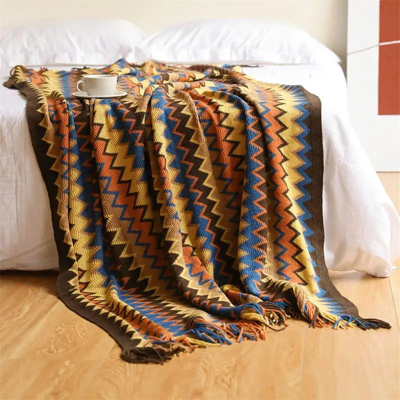 Bohemian Knitted Throw Blankets with Tassels Blankets for Bed Sofa Decorative Blanket Soft Warm Blanket Bedspread Home Decor