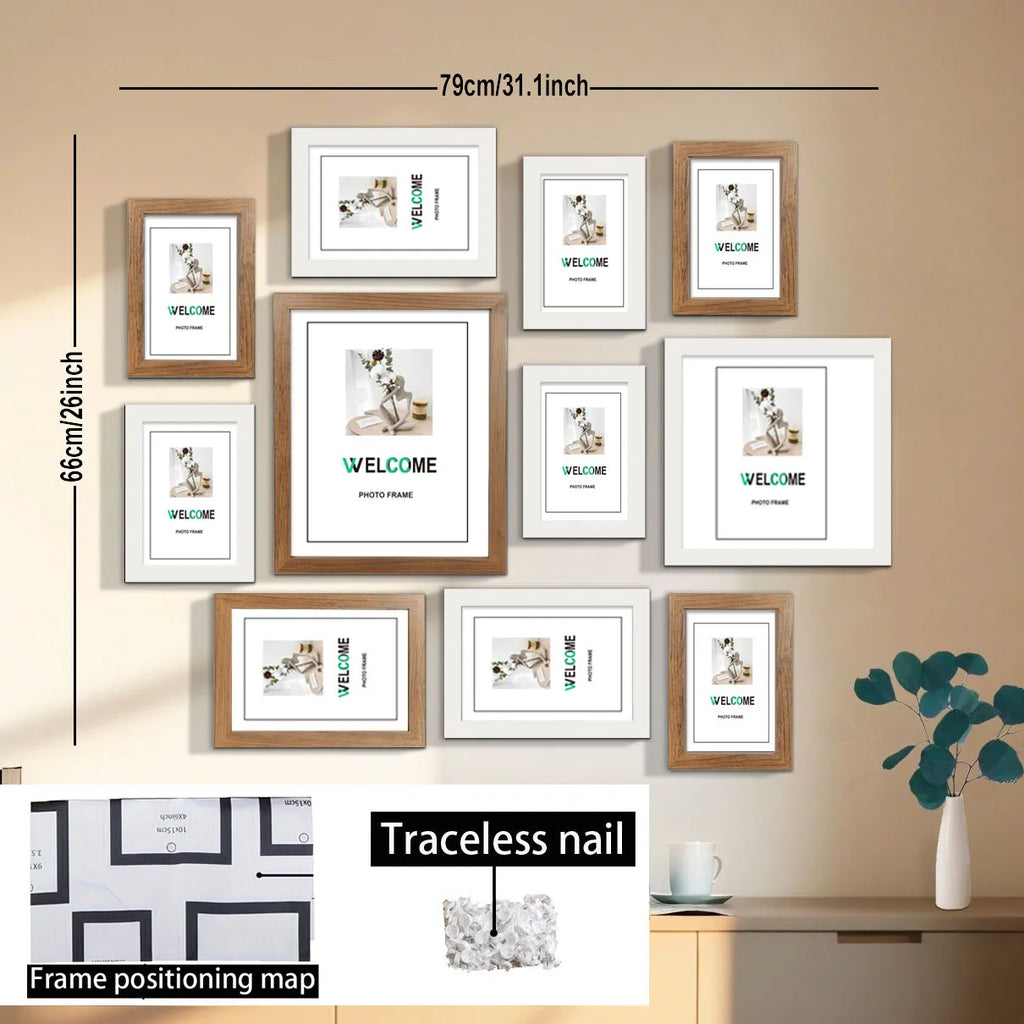 11-Pcs Multi-Size Photo Frame Set - Family Wall Decor & Gift with Layout Guide,Affordable Home Display Picture Frames For Wall