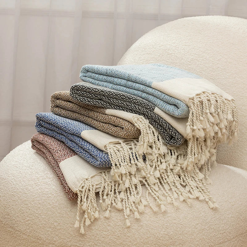 125*180CM Turkish cotton Blanket with Decorative tassels suitable for Home Bedroom Bed Sofa Picnic Travel Cover Blanket Kid