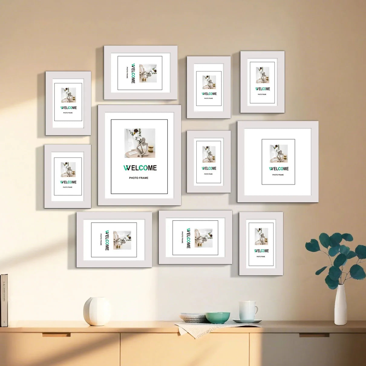 11-Pcs Multi-Size Photo Frame Set - Family Wall Decor & Gift with Layout Guide,Affordable Home Display Picture Frames For Wall