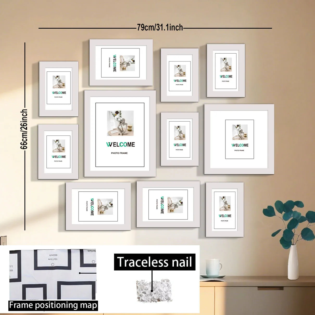 11-Pcs Multi-Size Photo Frame Set - Family Wall Decor & Gift with Layout Guide,Affordable Home Display Picture Frames For Wall