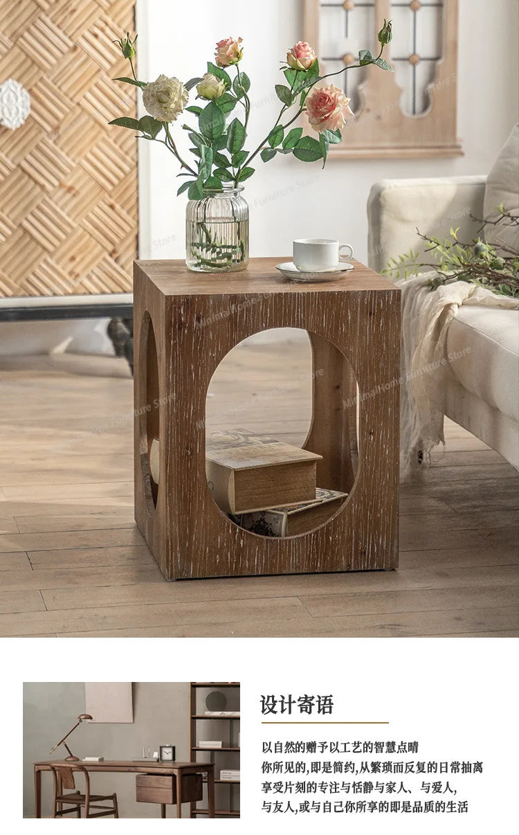Homestay Living Room Coffee Tables Bedroom Retro Balcony Sofa Coffee Tables Cat Nest Elm Wood Furniture Cajonera MHCJ