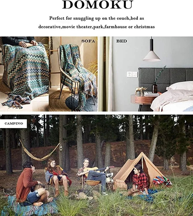 Bohemian Knitted Throw Blankets with Tassels Blankets for Bed Sofa Decorative Blanket Soft Warm Blanket Bedspread Home Decor