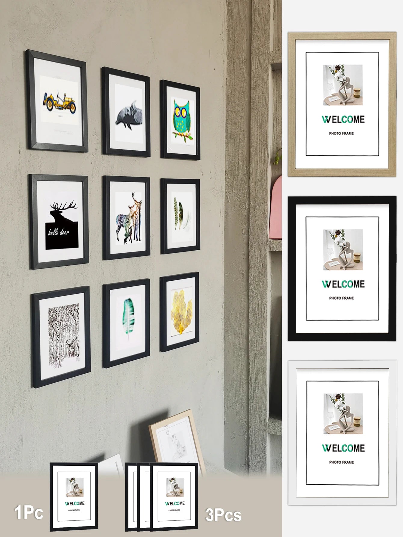 1Pc/3Pcs Wall Gallery Photo Frames15X20 20X25 A4 Pictures Frame for Table Top or Wall Mounting Frames Photo Commemorative Gift