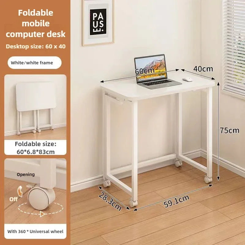 Home Foldable Table Small Portable Version No Installation Table Foldable and Movable Rectangular Space Saving Version